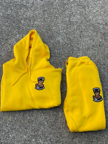 Yellow Opulent Bear patch sweatsuit